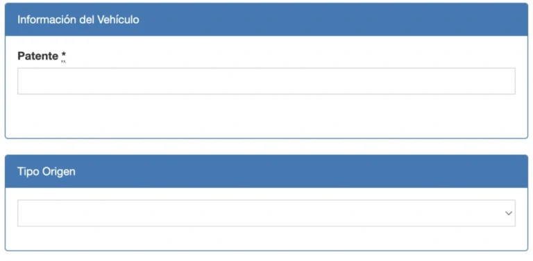 ingresar datos con patente y tipo de origen